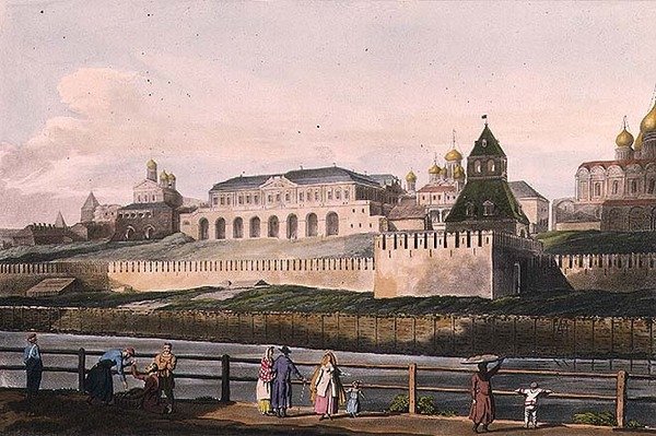 Utsikt over det keiserlige palasset i Kreml i Moskva, plate 7 fra 
