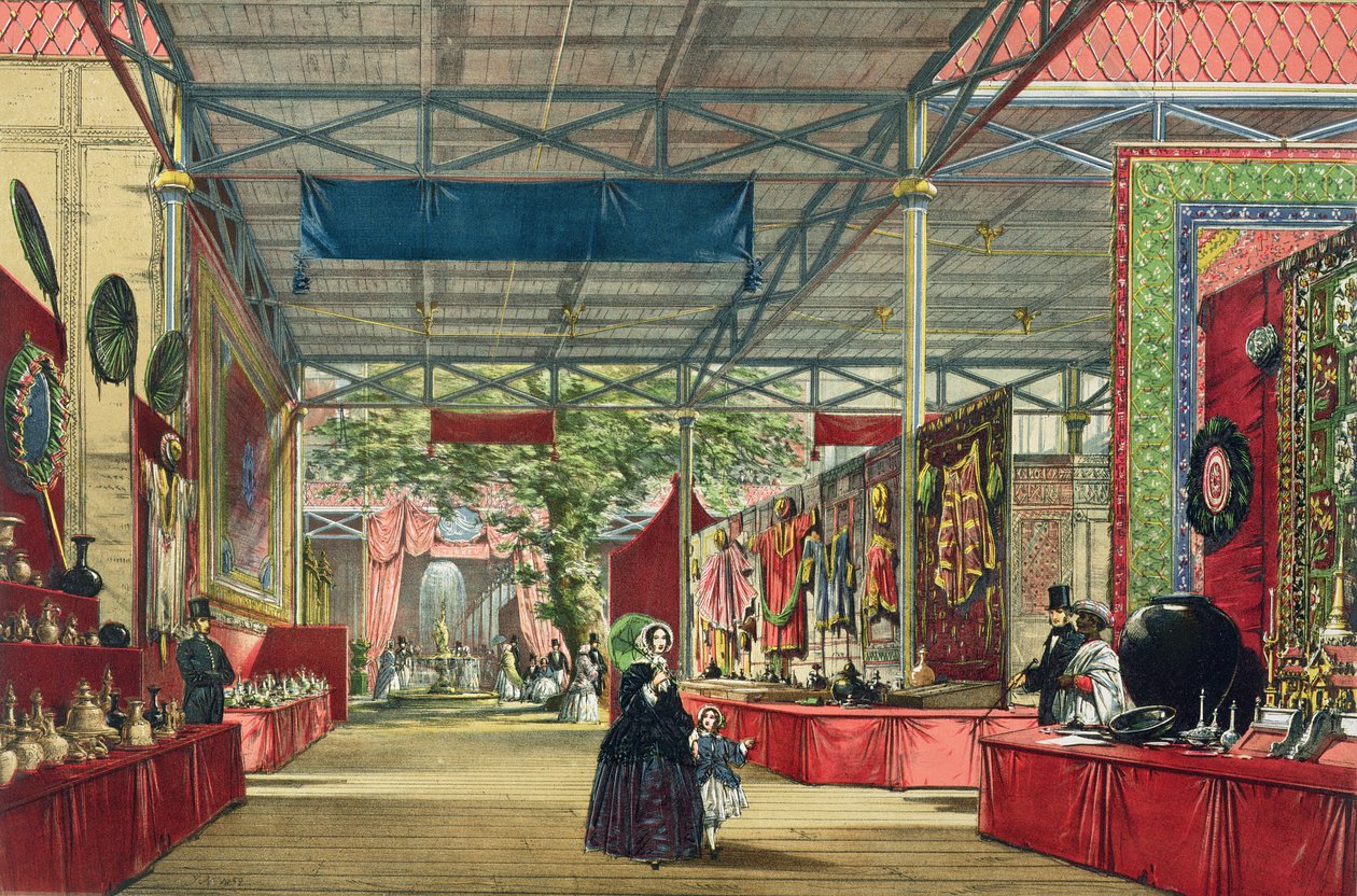 Utsikt over India-delen av den store utstillingen i 1851, fra Dickinsons Comprehensive Pictures av English School