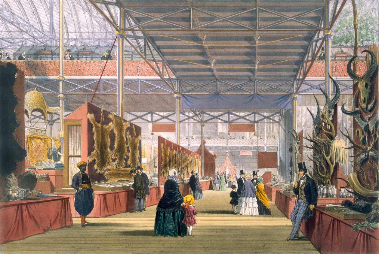 Utsikt over India-delen av den store utstillingen i 1851, fra Dickinsons Comprehensive Pictures av English School