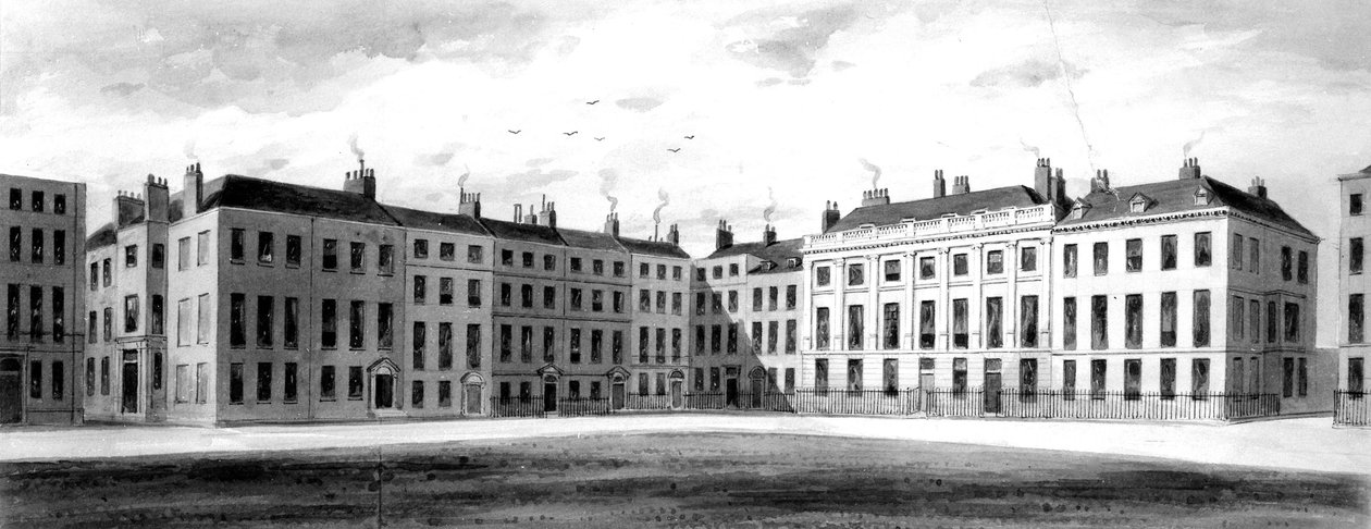 Utsikt over nordsiden og østsiden av Soho Square, 1854 av English School