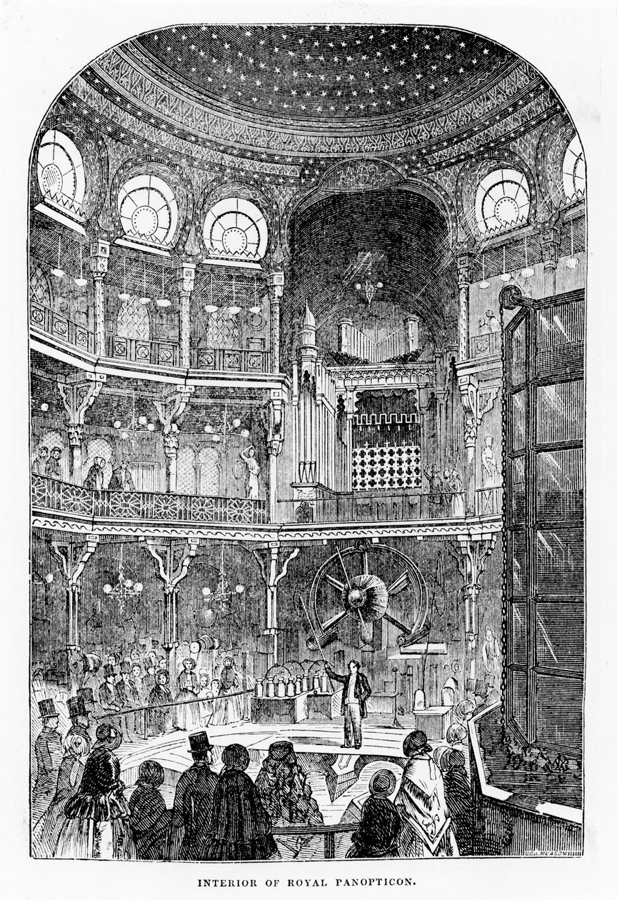 Utsikt over Royal Panopticon of Science and Art, ca. 1855 (litografi) av English School