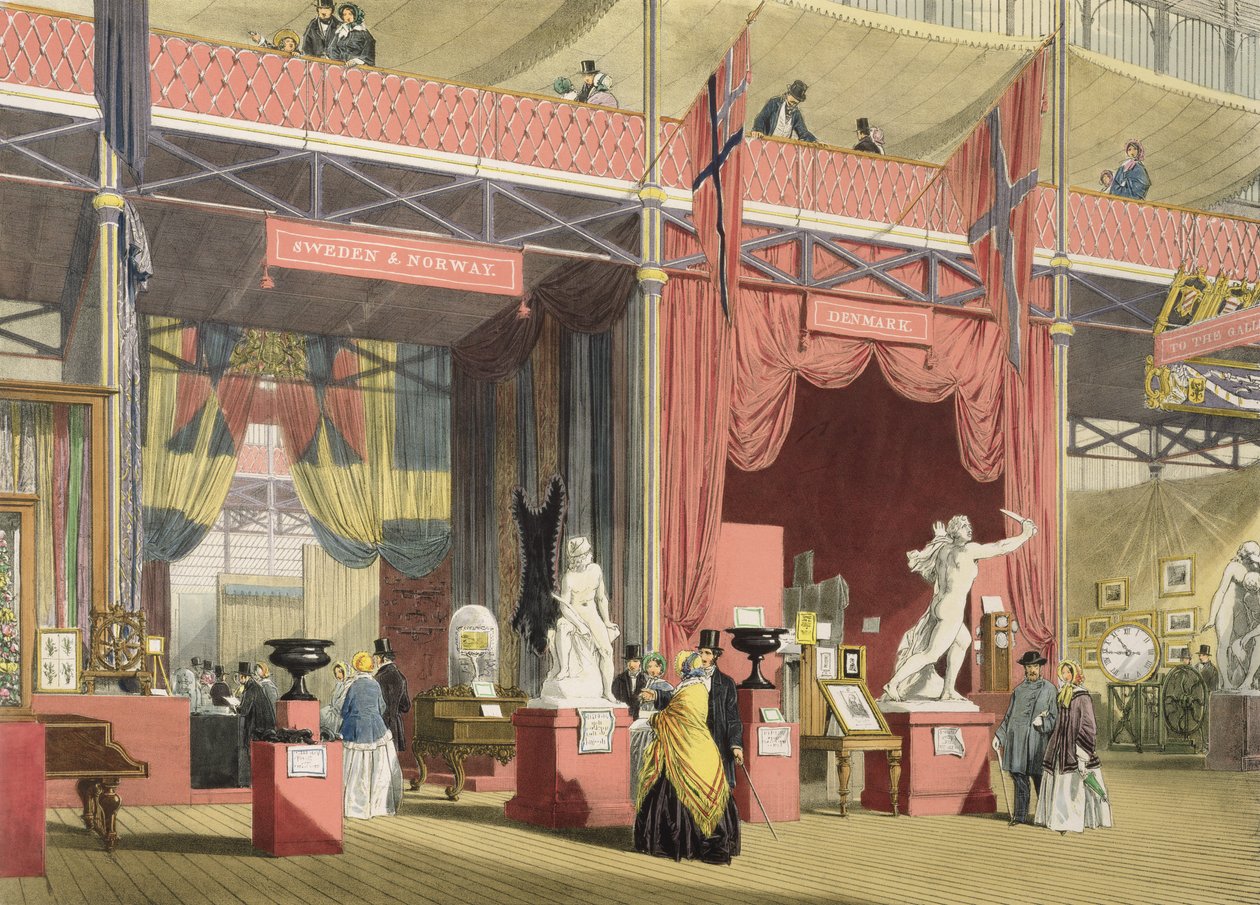 Utsikt over delene av Sverige, Norge og Danmark av den store utstillingen i 1851, fra Dickinsons Comprehensive Pictures av English School