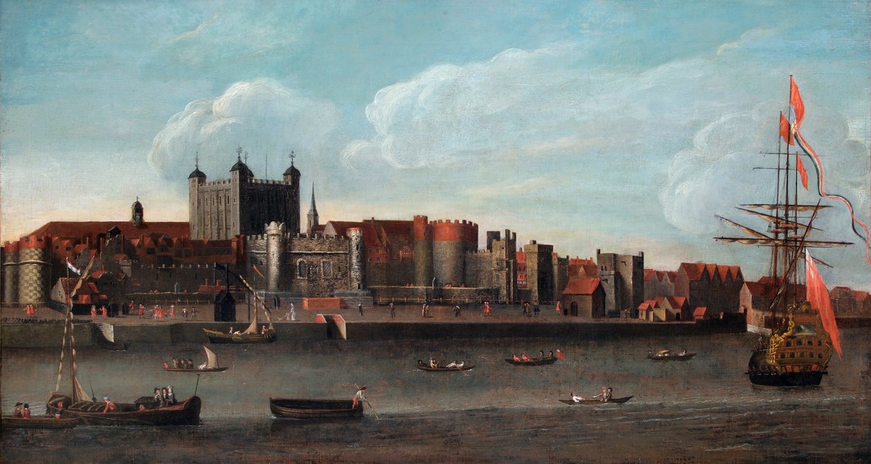 Utsikt over tårnet, ca. 1700 (olje på panel) av English School
