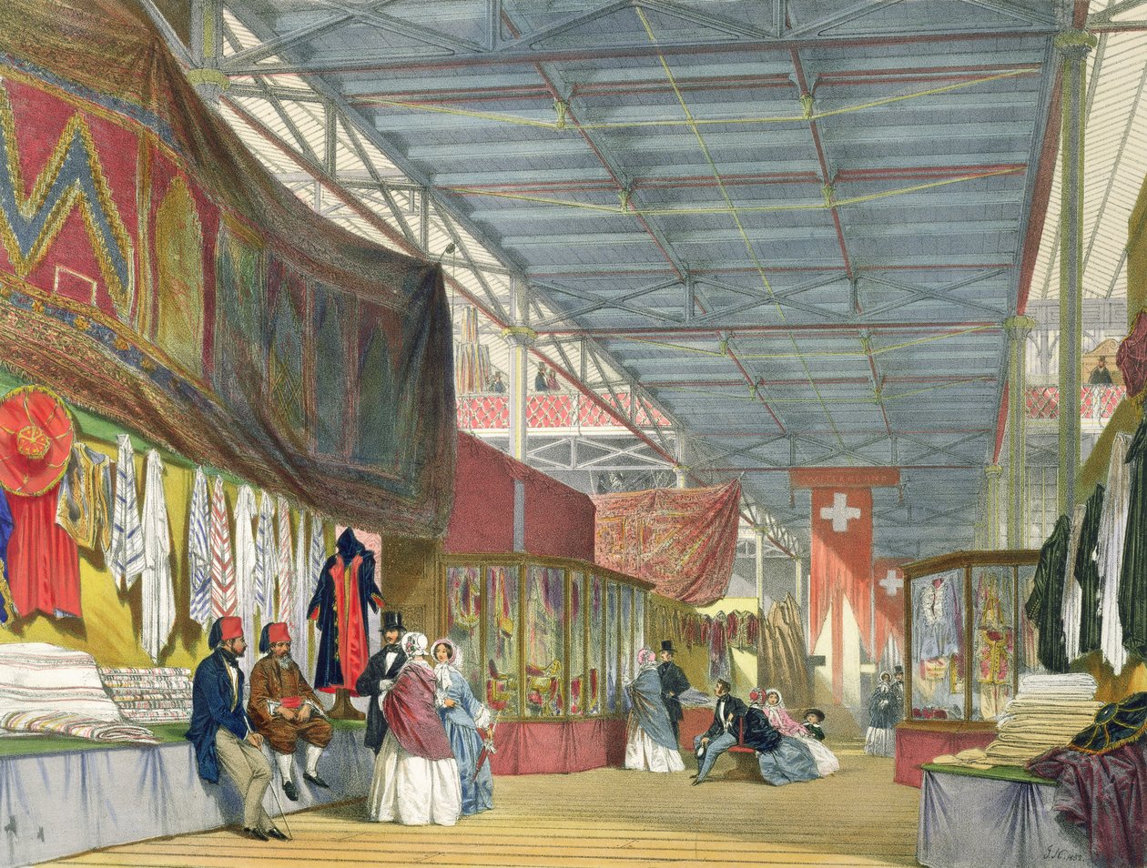 Utsikt over den tunisiske standen, på den store utstillingen i 1851, fra Dickinsons Comprehensive Pictures av English School