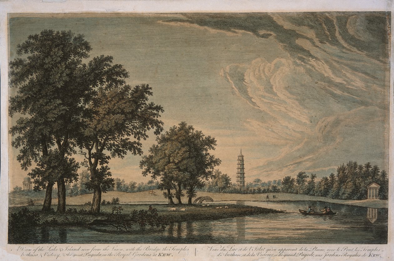 View of the lake and island at the Royal Botanic Gardens Kew (hand-coloured engraving)   1423610   no       norwegian Successfully Translated  Original: Donau-Auen Translat: Donau-Auen 1346727 no norwegian Successfully Translated Original: Plaque with Quai av English School