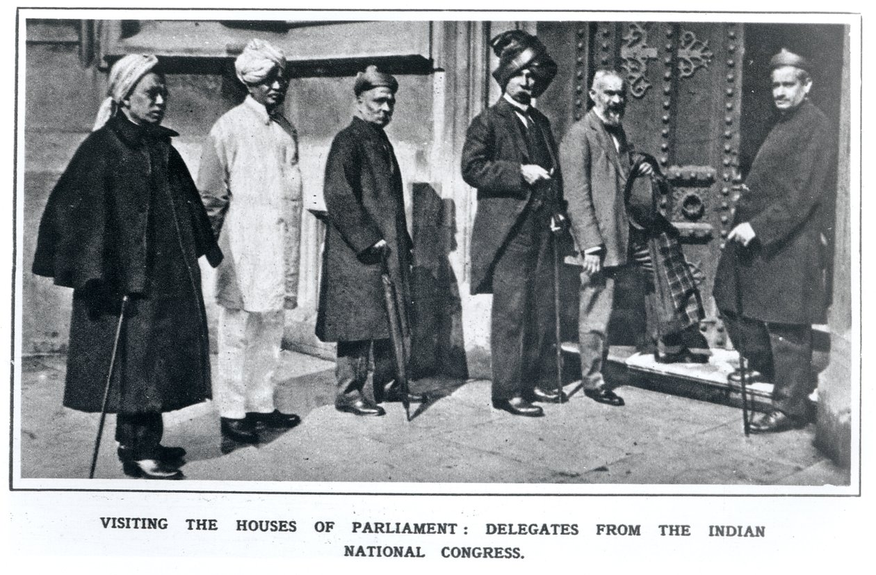 Besøker Houses of Parliament: Delegater fra den indiske nasjonalkongressen, 1919 av English School