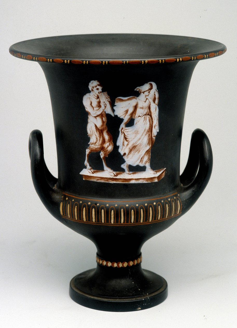Wedgwood vase som viser en ung jente og en svart keramisk satyr malt "" med encaustic"". England, rundt 1775 - 1790. Medaljekontoret, BN i Paris. av English School