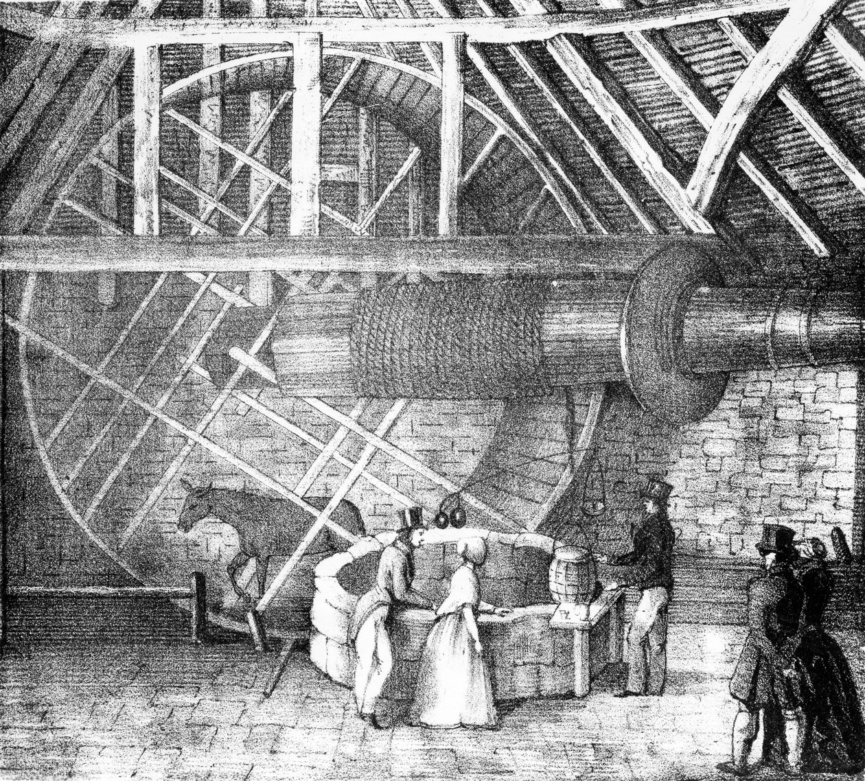Brønnheis drevet av et esel, ca. 1870 av English School