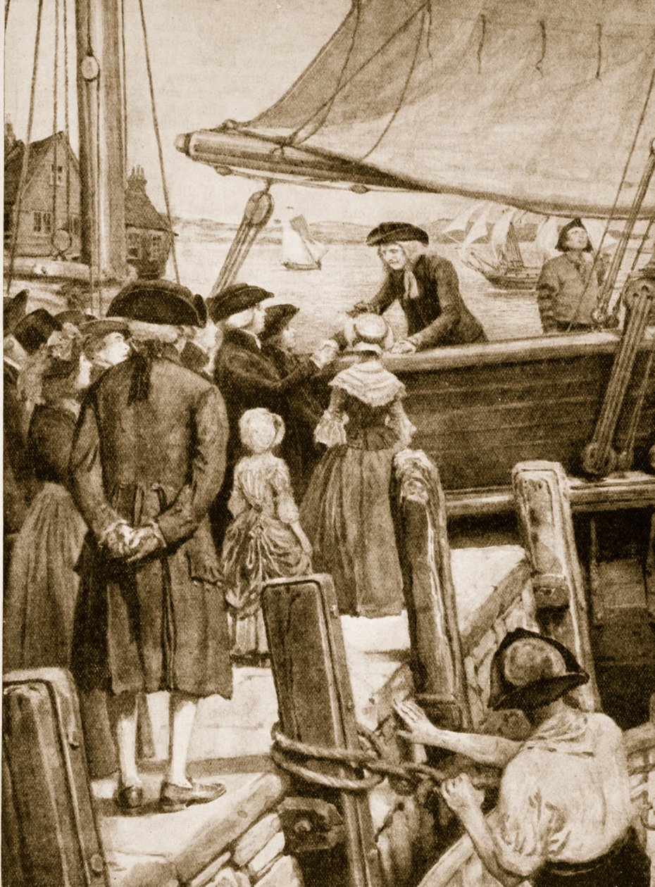 Wesley om bord på The Prince of Wales i 1787 tok farvel med irene av English School