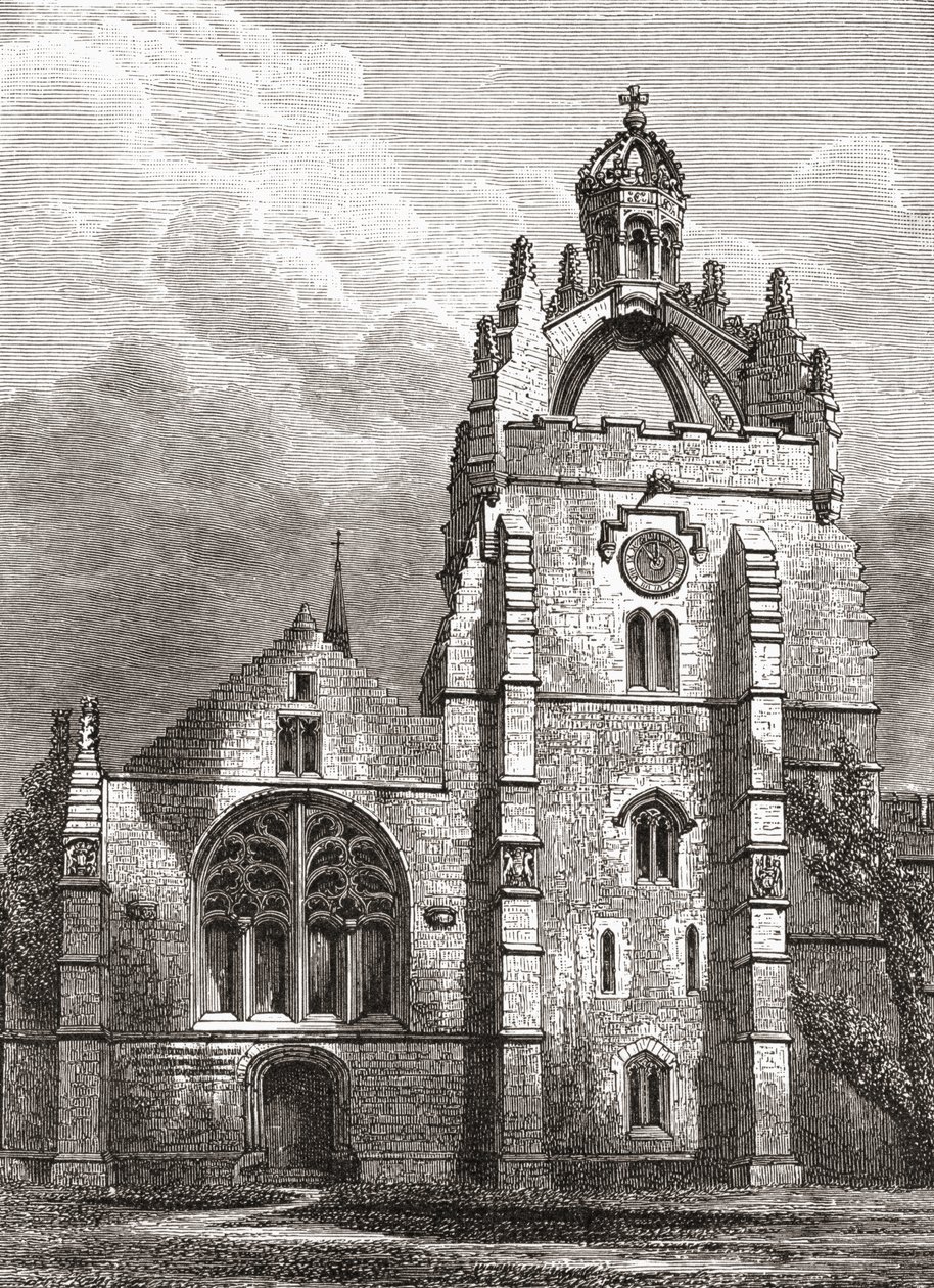 Vestfronten av Kings College, Aberdeen slik den var på 1800-tallet, som viser kapellenes krontårn, fra A Short History of the English People av J. R. Green, utgitt i 1893 av English School
