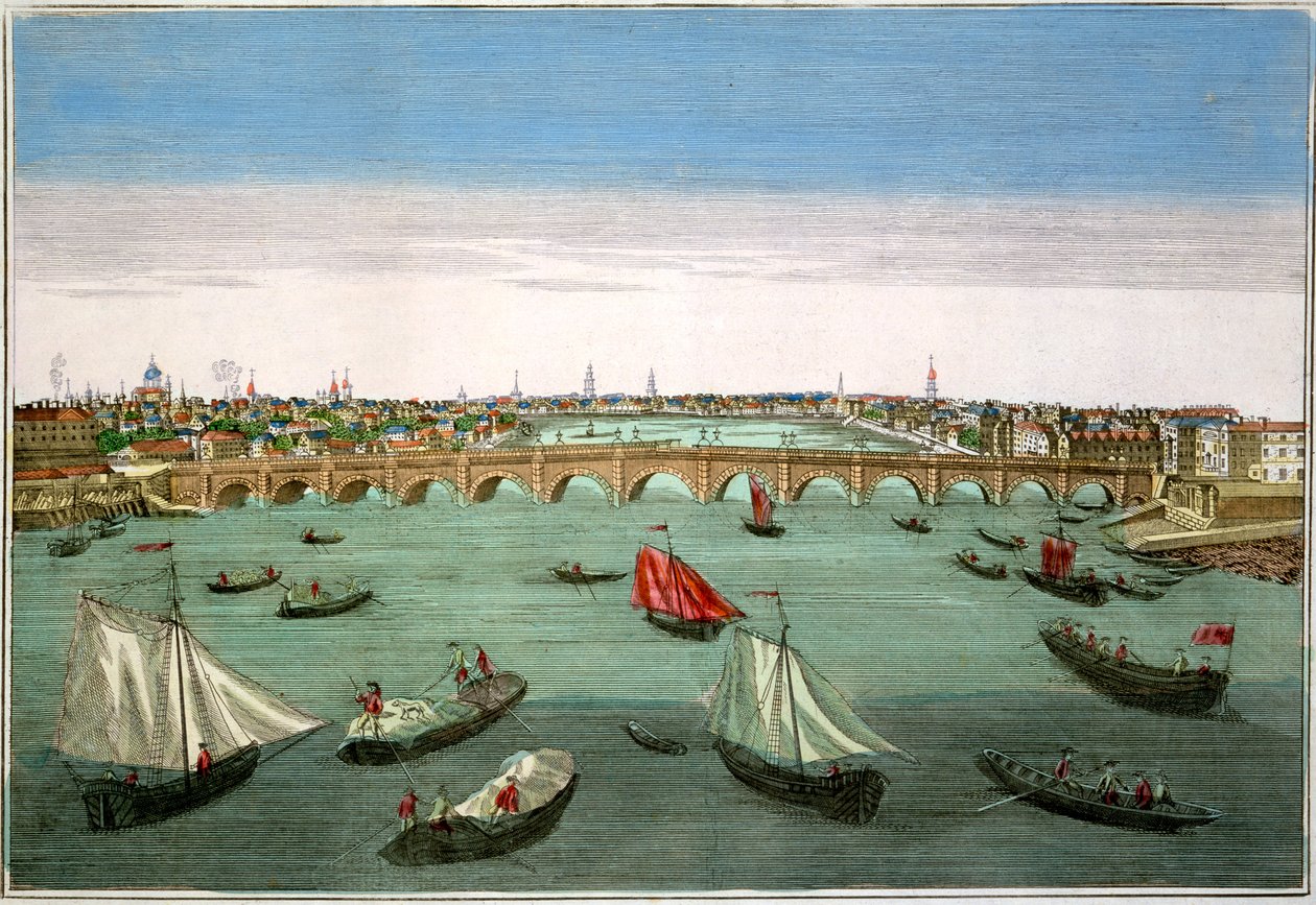 Westminster Bridge, London, tidlig til midten av 1700-tallet av English School