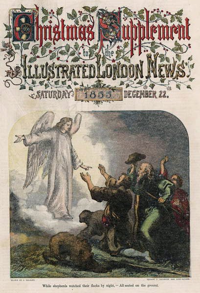 Mens Shepherds Watched their Flocks by Night, fra forsiden av Illustrated London News, Christmas supplement, 1855 av English School