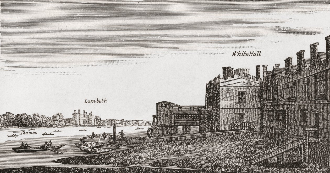 Whitehall, London, slik det var på 1700-tallet, fra 