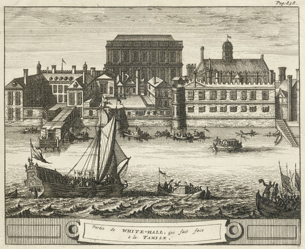 Whitehall, Westminster, London, Storbritannia (gravering) av English School