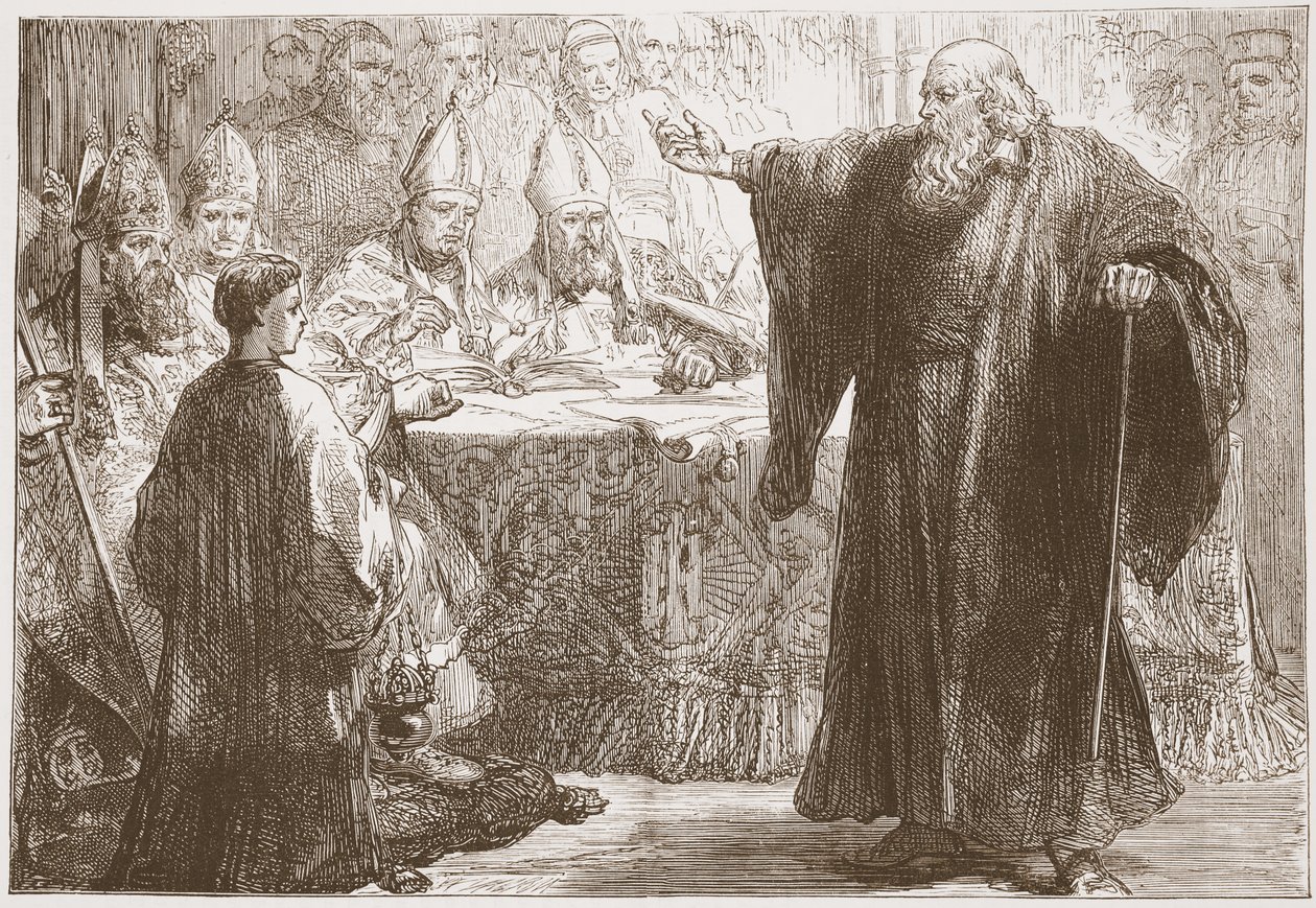 Wickliffe før konvokasjonen i Oxford, illustrasjon fra The History of Protestantism av James Aitken Wylie (1808-1890), pub. 1878 av English School