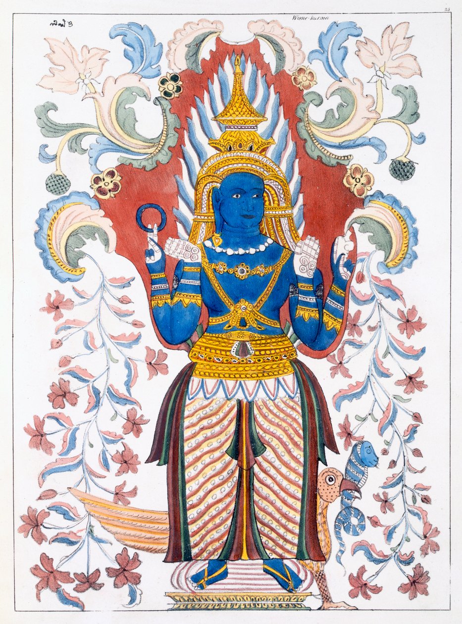 Wiebesana Dewa Raja, Four Hill Guards, fra The History and Doctrine of Buddhism av Edward Upham, 1829 av English School