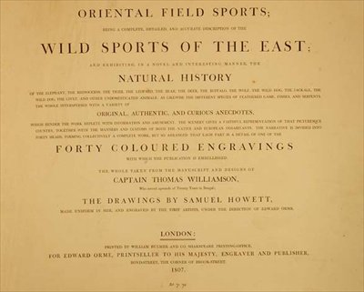 Wild Sports Of The East: frontispice fra "Oriental Field Sports, a Collection of Drawings", pub. av Edward Orme av English School