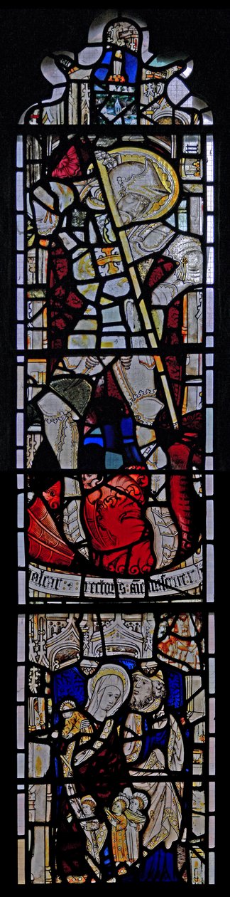 Window Ew som viser St George; St Mary Cleopas, Alfeus og deres barn av English School
