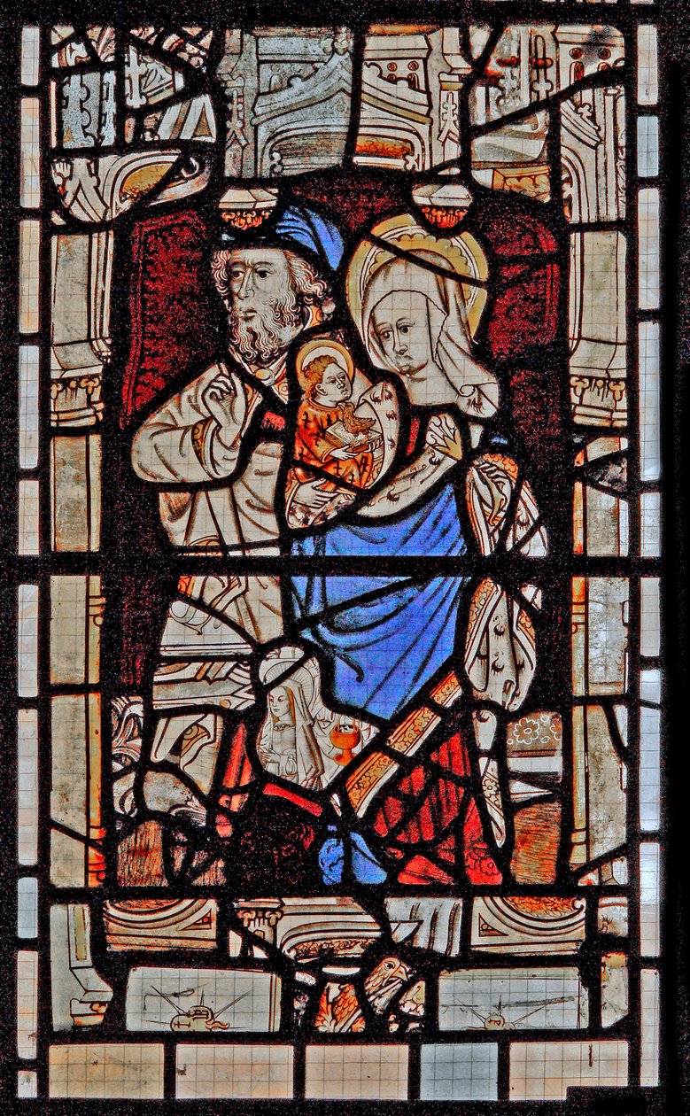 Window Ew som viser St Mary Salome, Zebedee med spedbarnet St John av English School