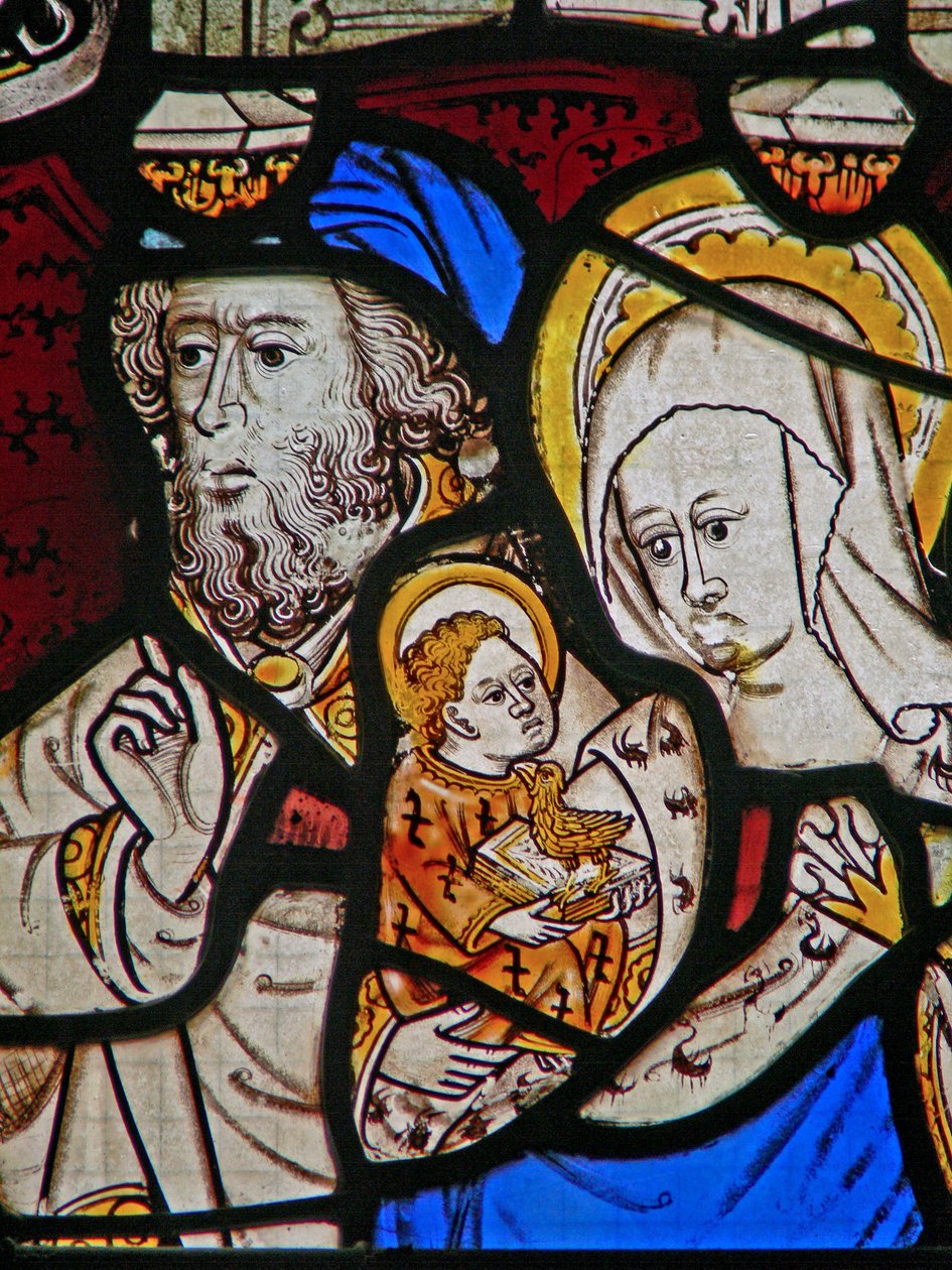 Window Ew som viser St Mary Salome, Zebedee med spedbarnet St John av English School