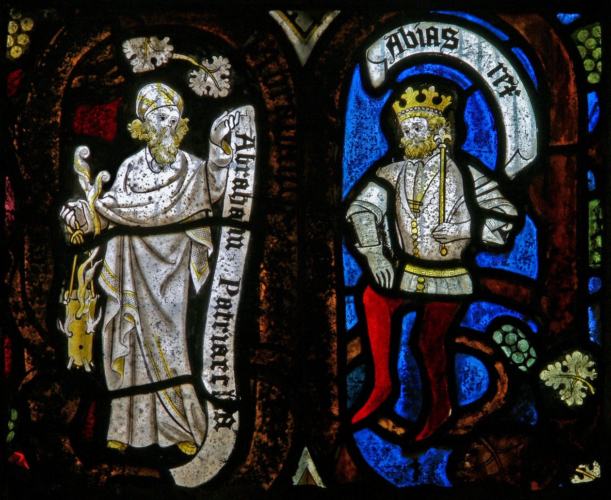 Window Ew som viser Tree of Jesse-figurer: Abraham og Abias av English School