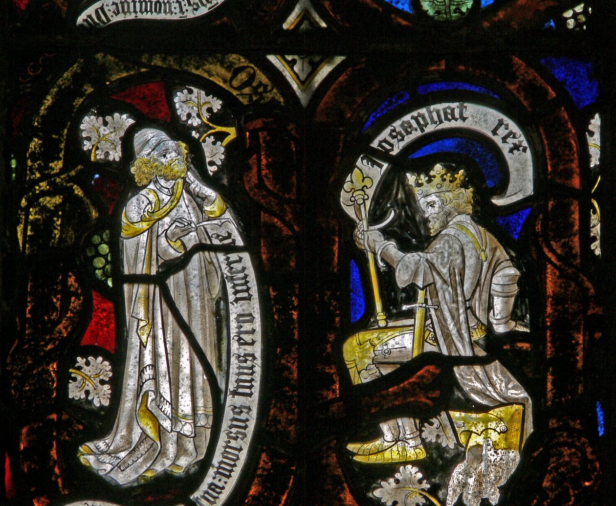 Window Ew som viser Tree of Jesse-figurer: en profet og Josaphat (sic) av English School
