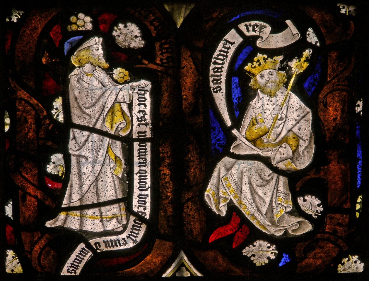 Window Ew som viser Tree of Jesse-figurer: profet og Salathiel av English School