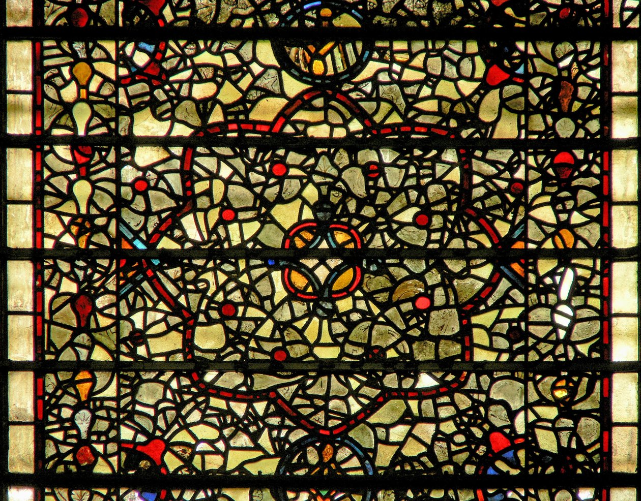 Window Five-Sisters som viser grisaille av English School