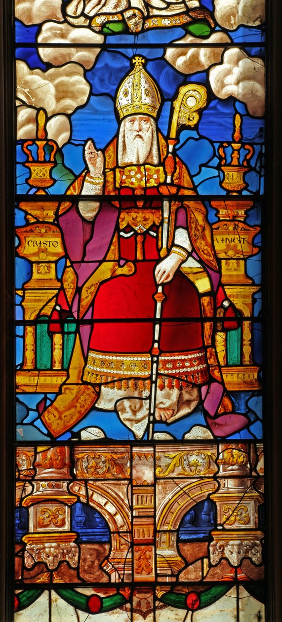 Vindu N2 som viser St. Nicholas: en forvandlet skikkelse av Gud Faderen opprinnelig på toppen av et Jesse-tre fortsatt ved St. Georges Hannover-plassen av English School