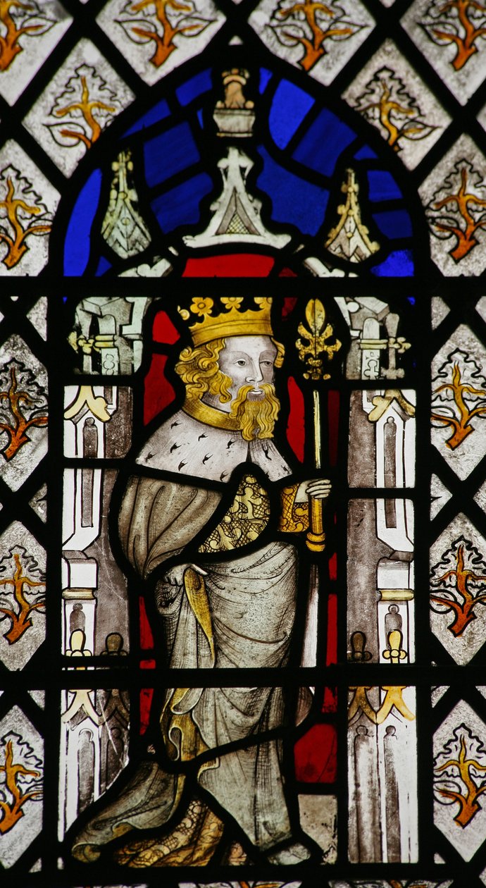 Window Sa som viser Edvard Bekjenneren (eller Edvard III?) av English School