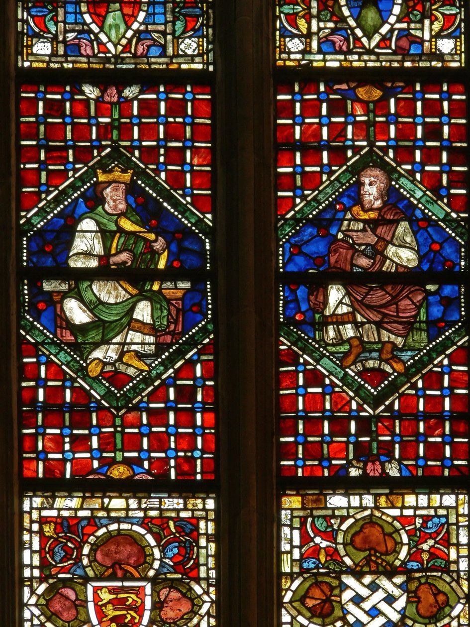Vindu som viser en genealogisk figur: David og Nathan av English School