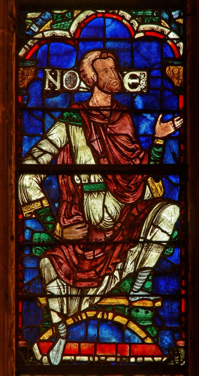 Vindu som viser en slektsfigur: patriarken Noah av English School