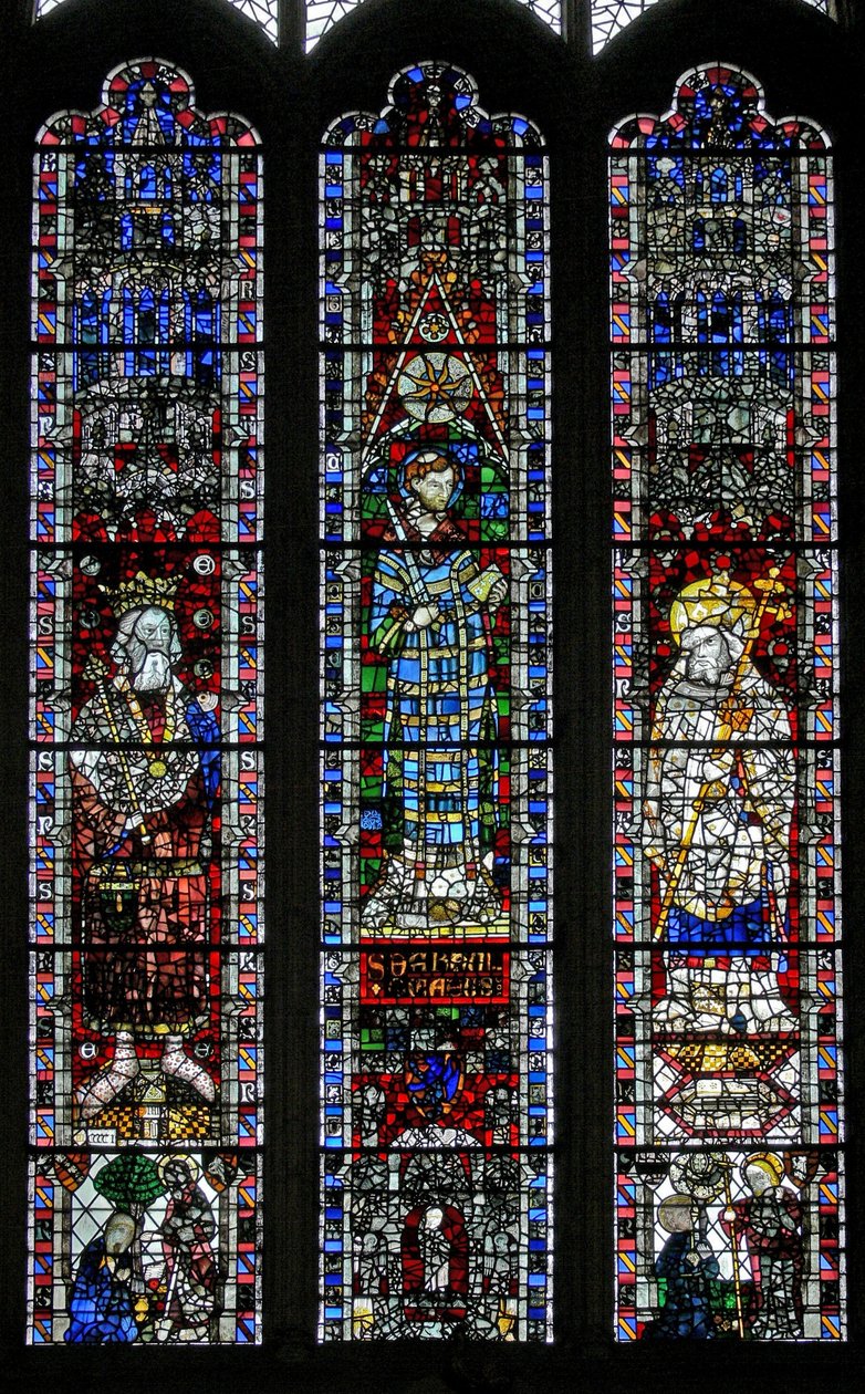 Vindu w4 som viser St Edward the Confessor, St Vincent, St Peter av English School