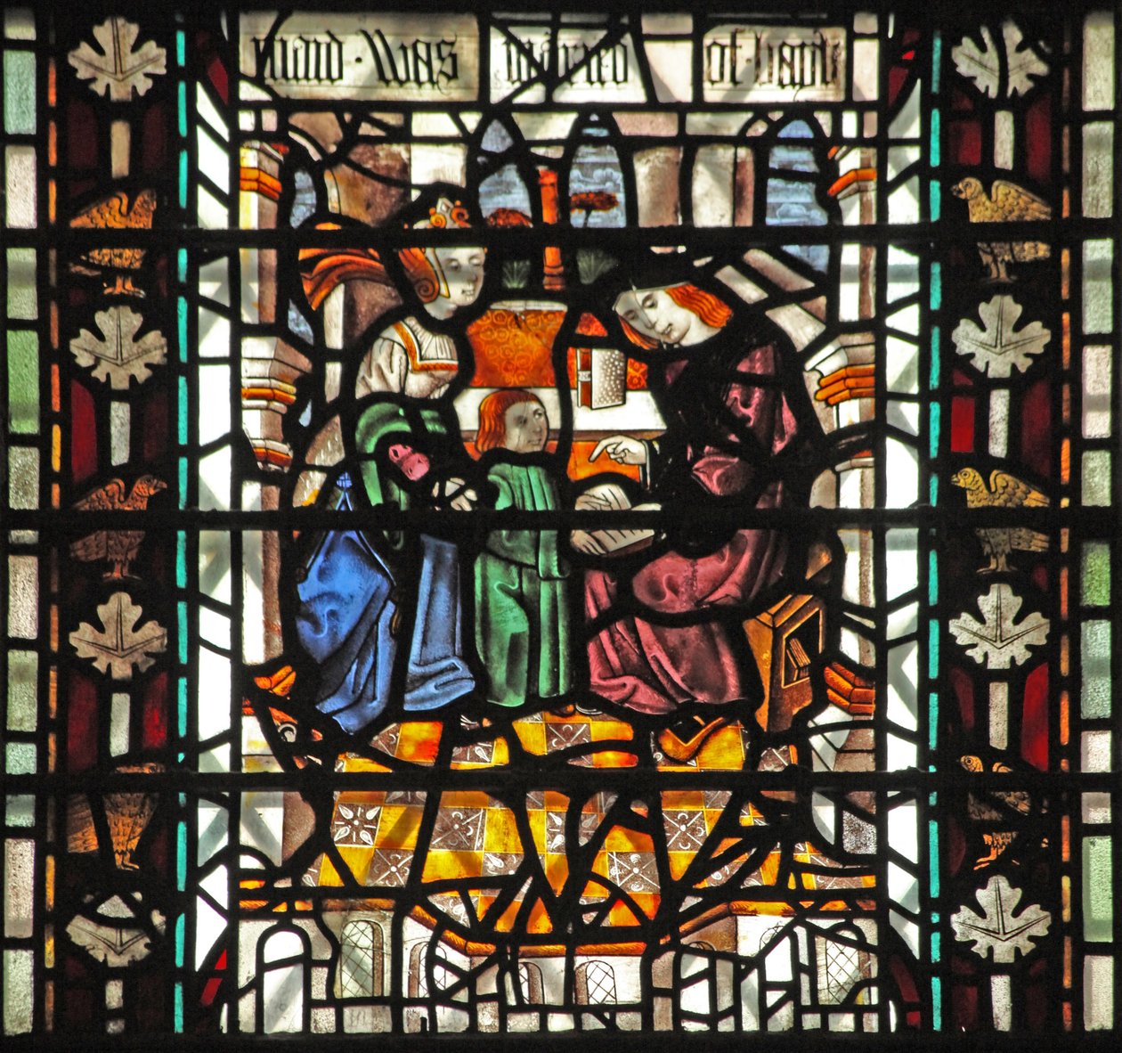 Vindu w58 som viser St Thomas Becket på skolen av English School