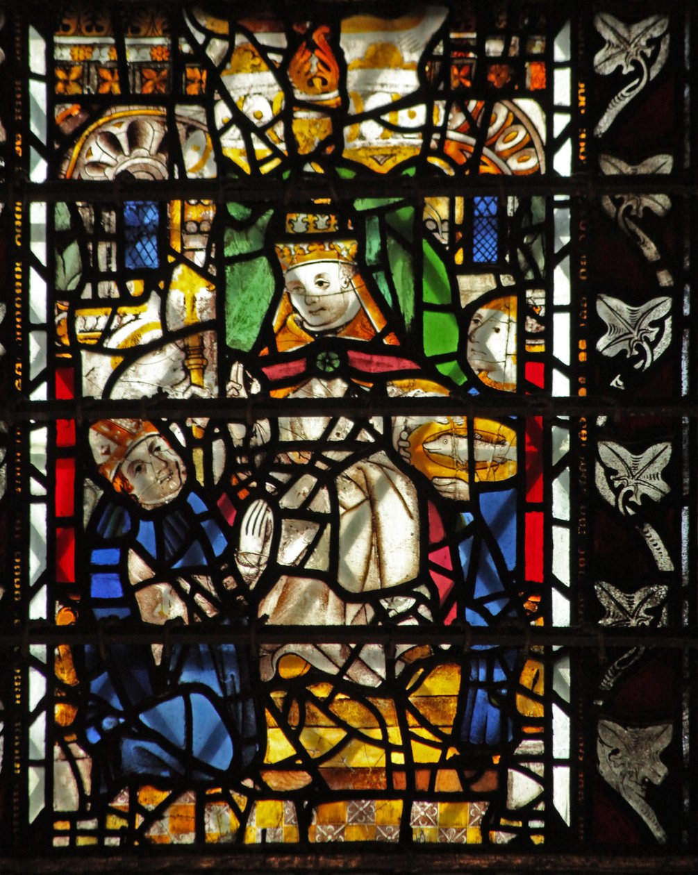 Vindu w58 som viser St Thomas Becket med paven av English School