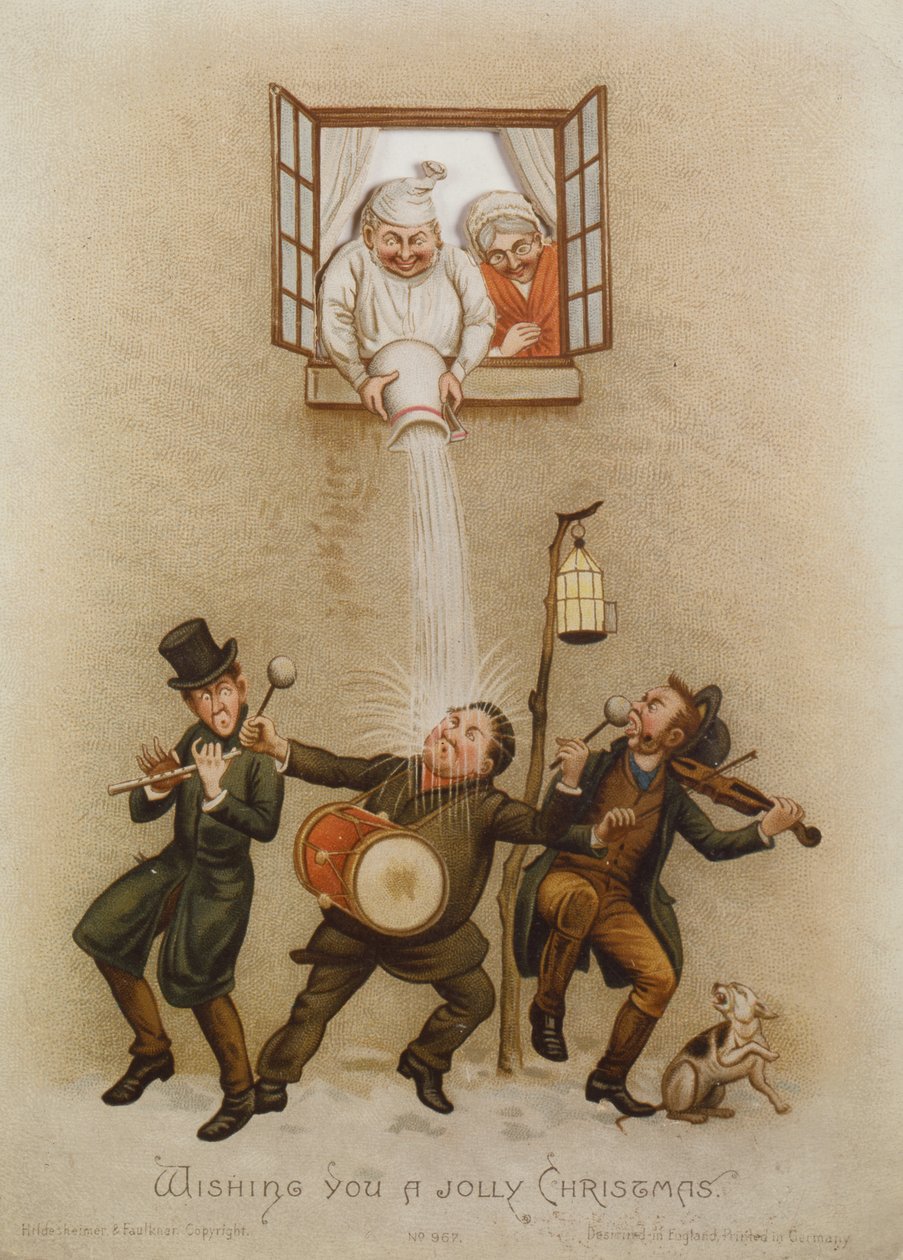 "Wishing you a Jolly Christmas", viktoriansk kort, ca. 1880 (chromolitho) av English School