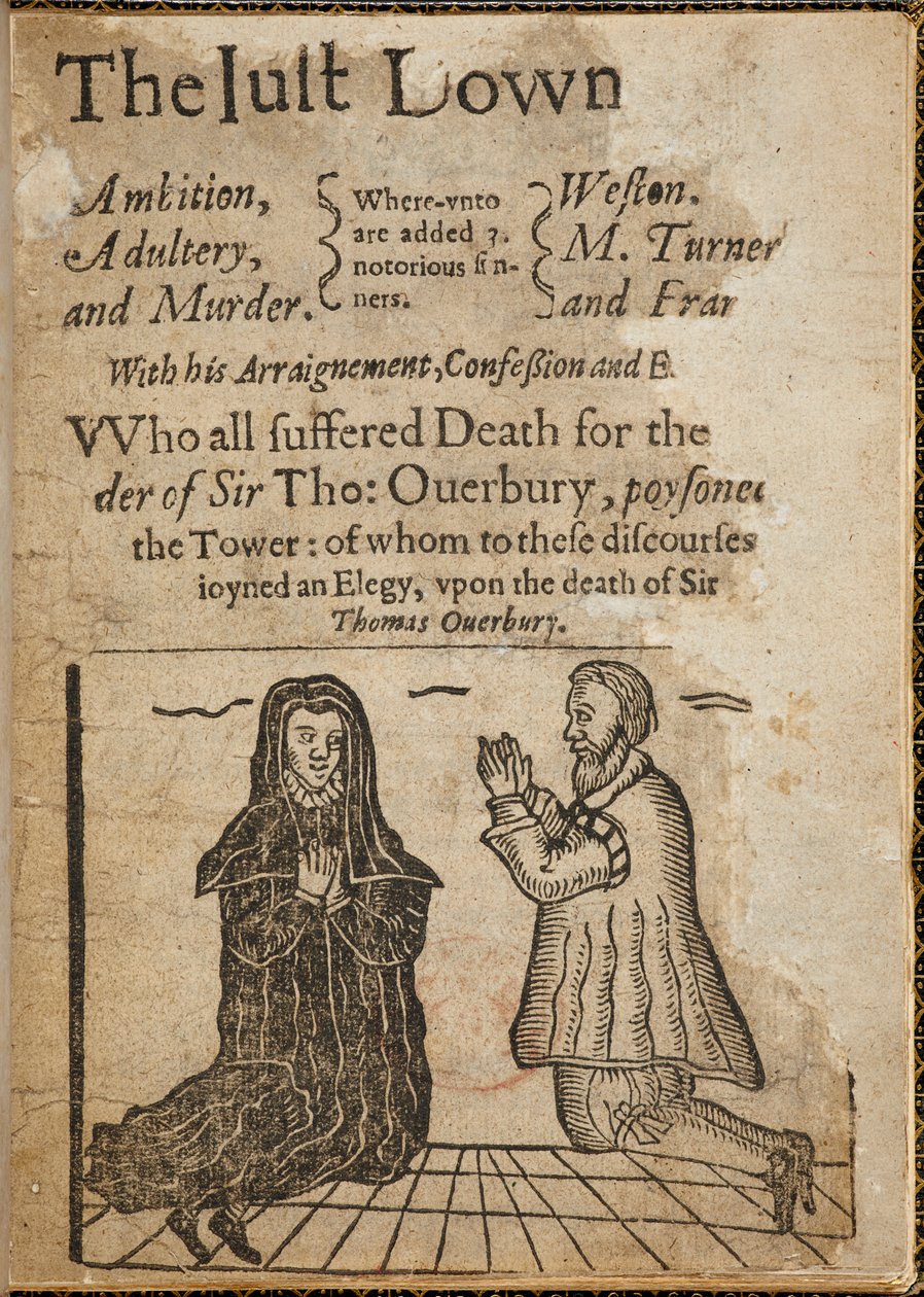 Tresnitt om temaet drapet på Sir Thomas Overbury. Sir Thomas Overbury var en engelsk poet og essayist, også kjent for å være offer for et drap som førte til en skandaløs rettssak. av English School