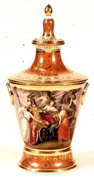 Worcester vase malt av Thomas Baxter, ca. 1820 av English School