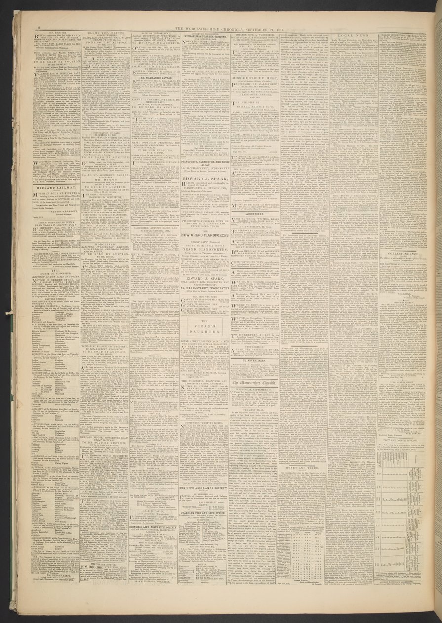 Worcestershire Chronicle, 27. september 1871 (avispapir) av English School