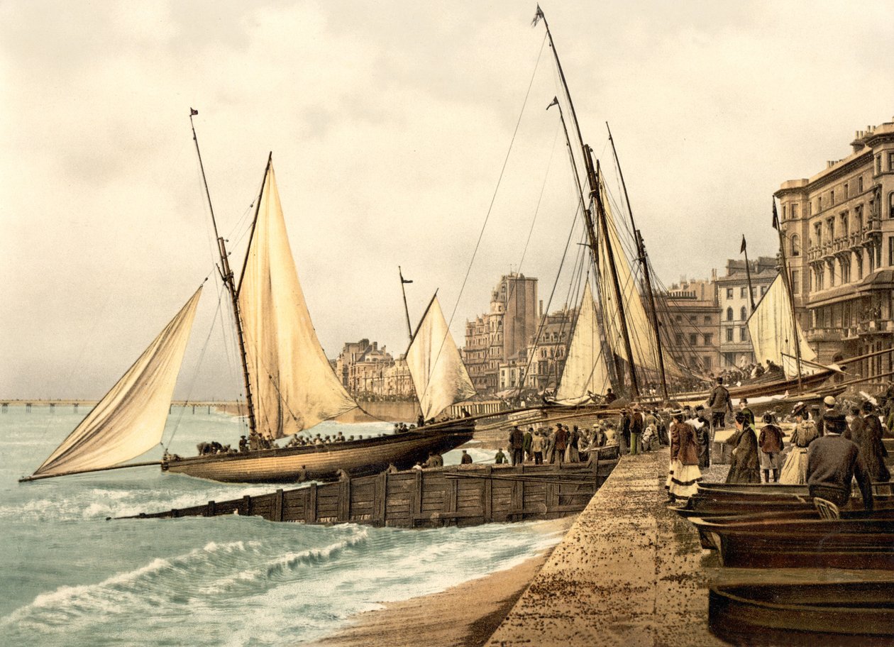 Yachter starter, Hastings (håndfarget bilde) av English School
