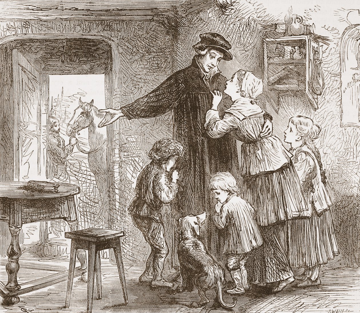 Zwingle drar for å bli med i hæren, illustrasjon fra The History of Protestantism av James Aitken Wylie (1808-1890), pub. 1878 av English School