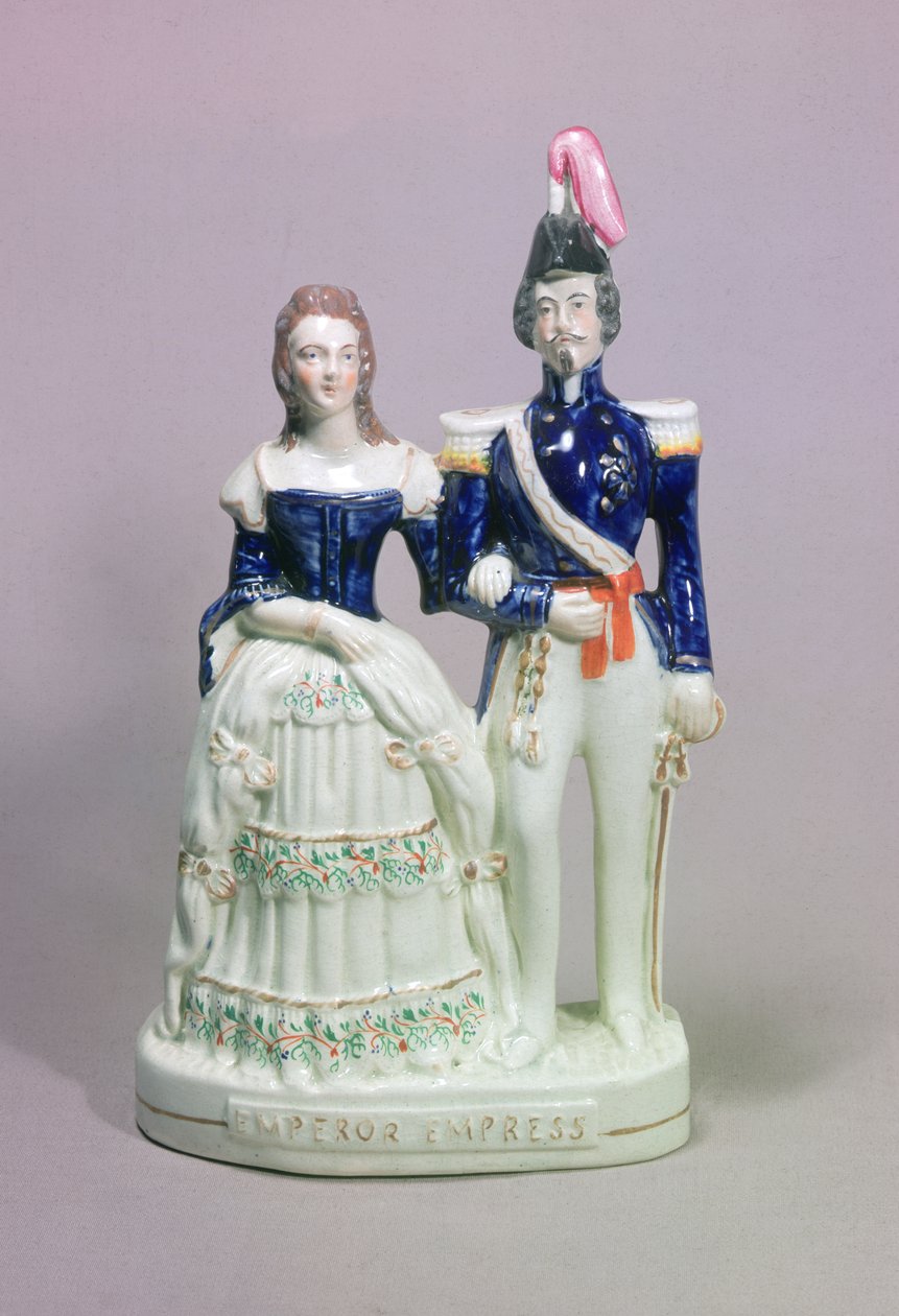 Staffordshire-figur av Napoleon III og keiserinne Eugenie (keramikk) av English School English School