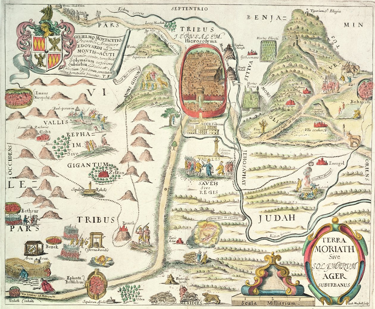 Terra Moriath Sive Solymarum Ager Suburbanus (fargegravering) av English School English School