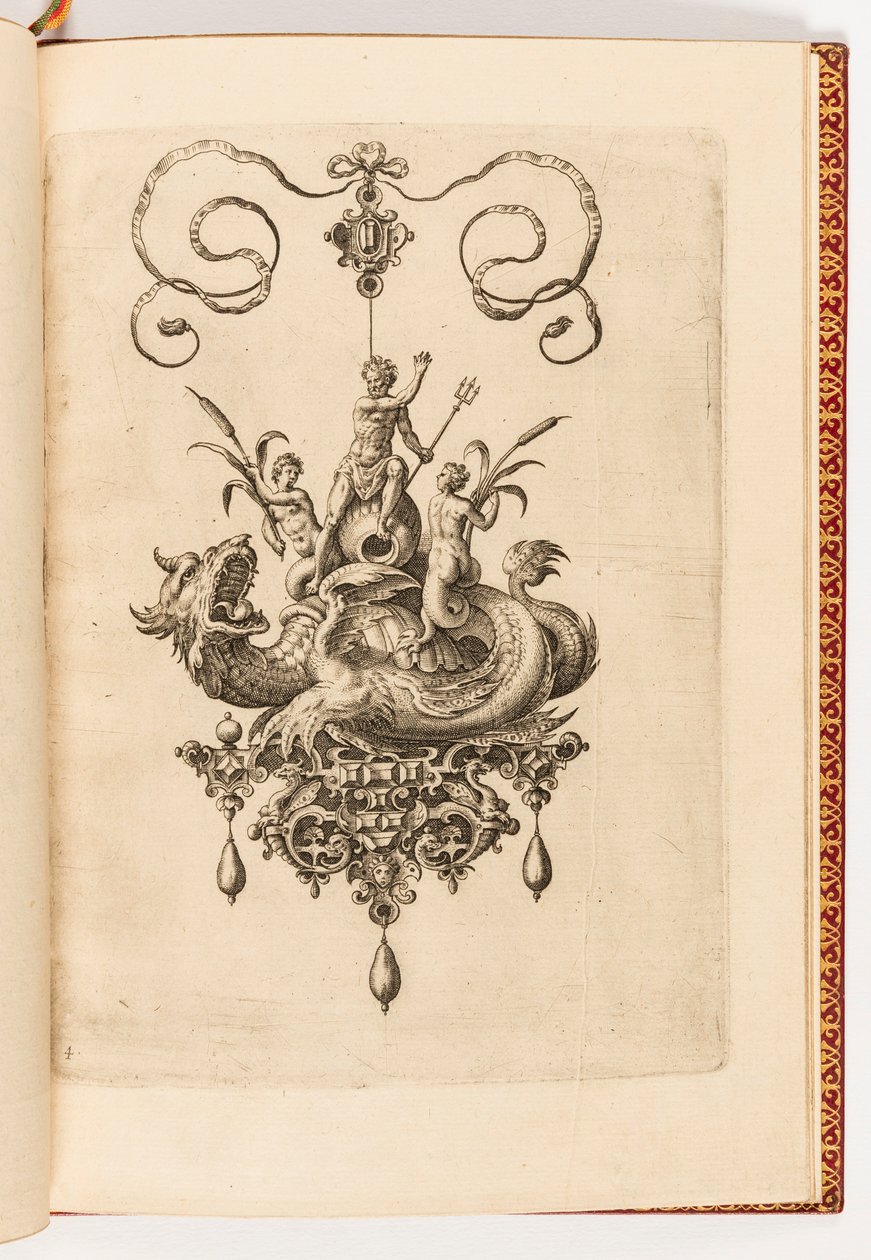 Trykk, plate 4, fra Bubbles Kunstig arketype del to (anheng, øredobber, etc. Design av den mest dyktige naturen, del to) av Engraved by Adriaen Collaert