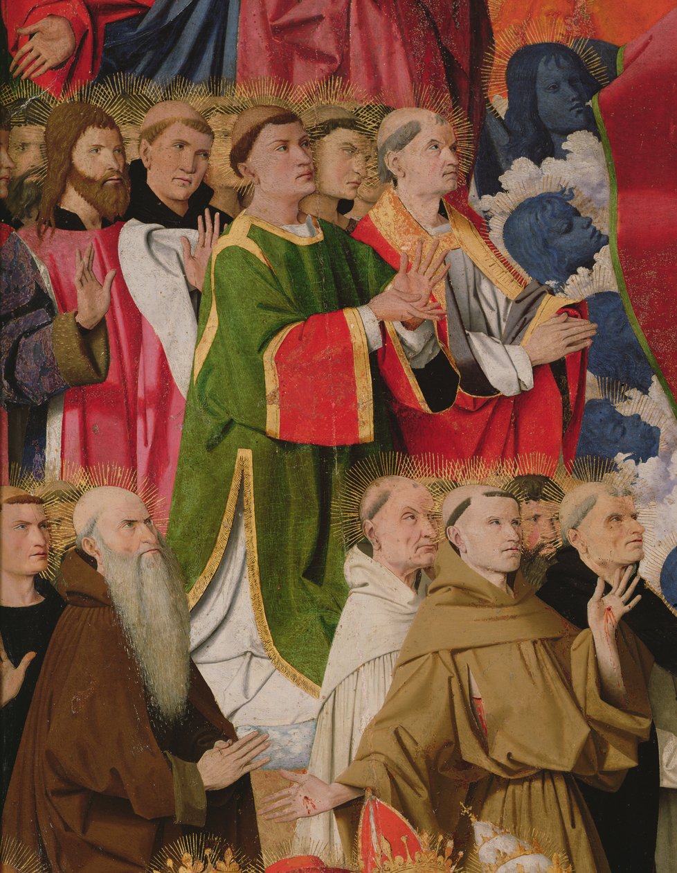 Valgte embetsmenn og presteskap, detalj om Jomfruens kroning, 1453-54 av Enguerrand Quarton