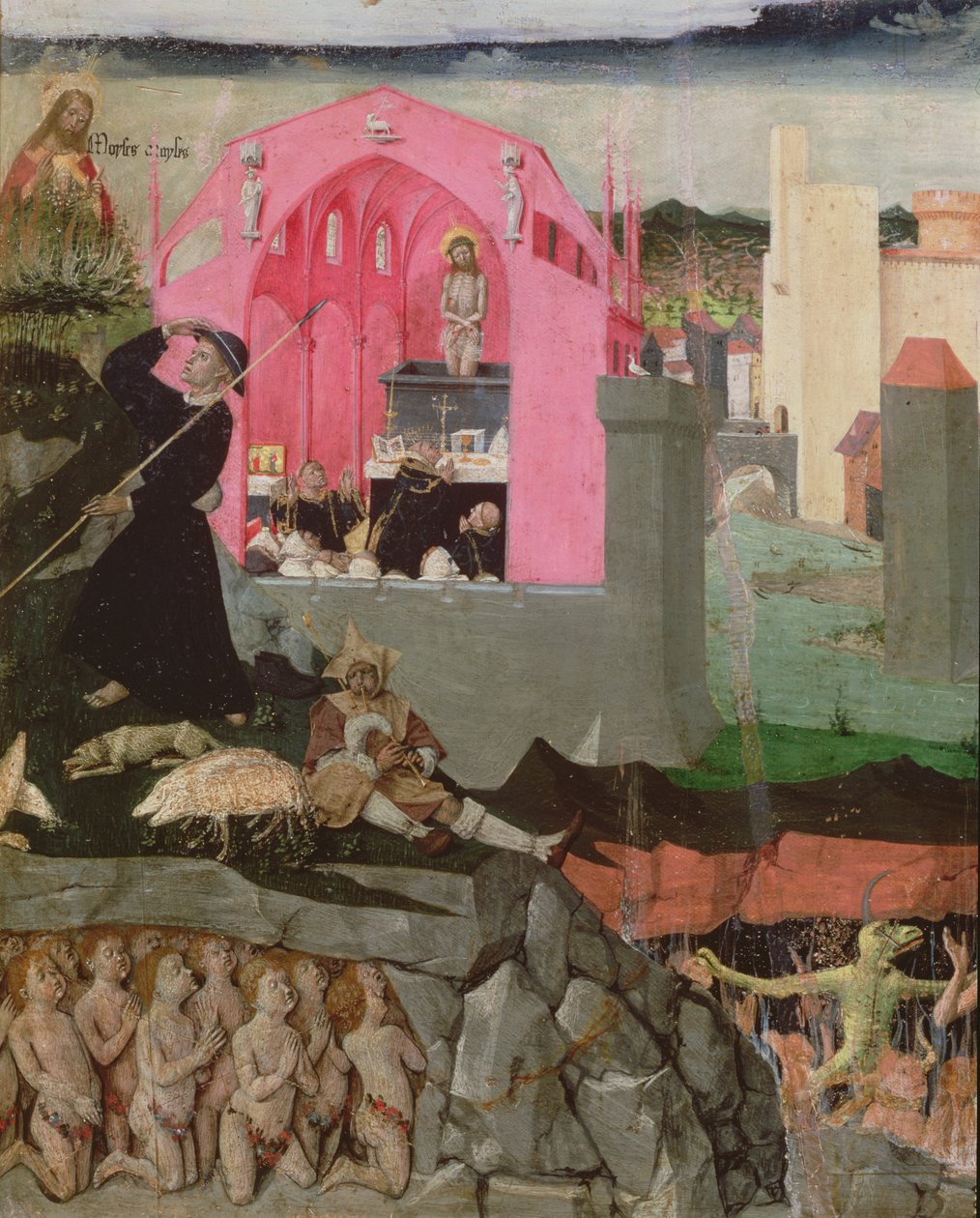 Messe av St. Gregor den store, Moses, de dødes oppstandelse, detalj fra Jomfruens kroning, 1453-54 av Enguerrand Quarton