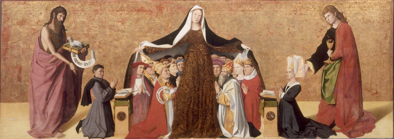 Beskyttelseskappe Madonna fra Cadard -familien av Enguerrand Quarton