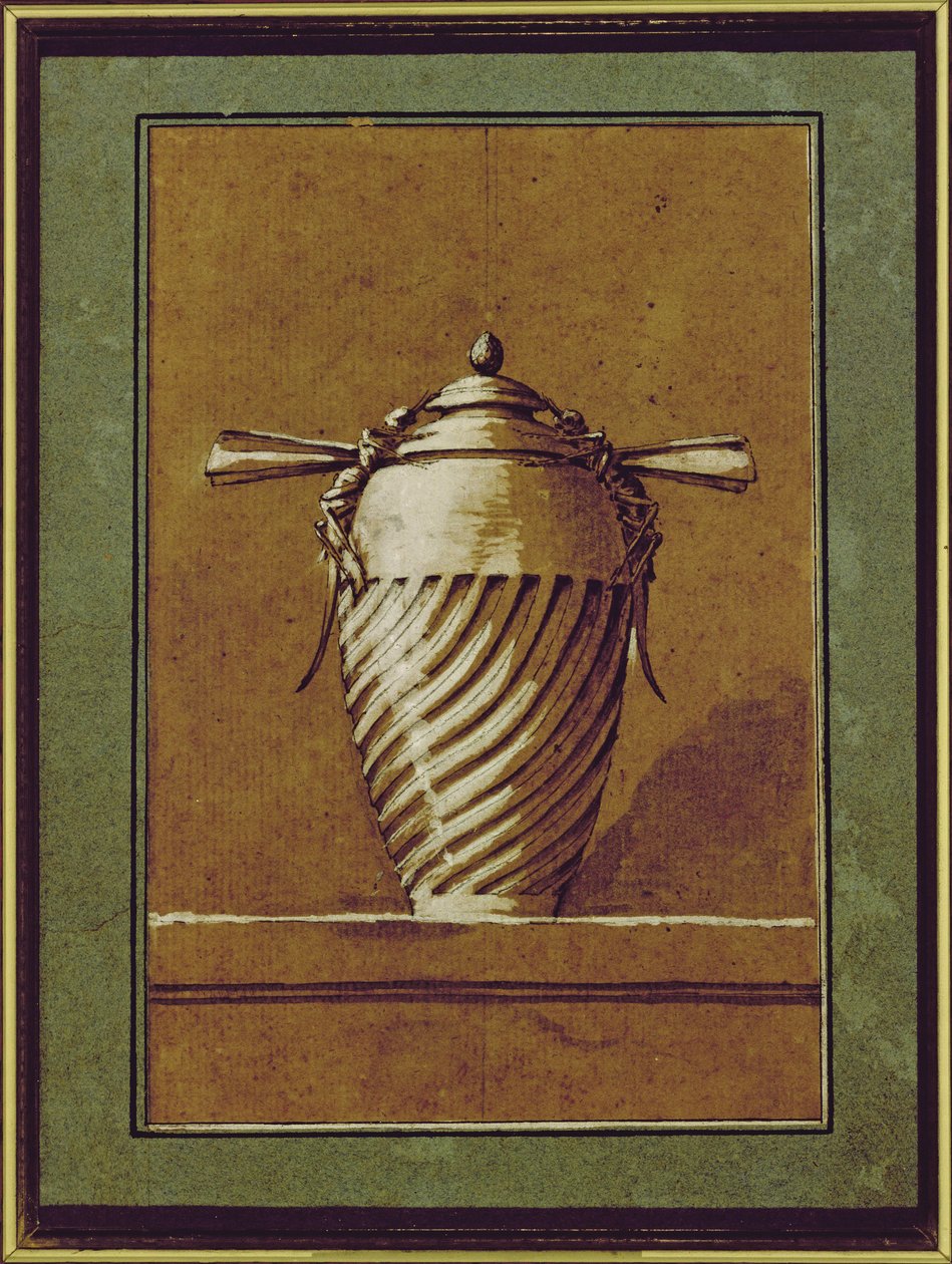 Design for en dekorativ vase, 1764 (penn, blekk og gouache på papir) av Ennemond Alexandre Petitot