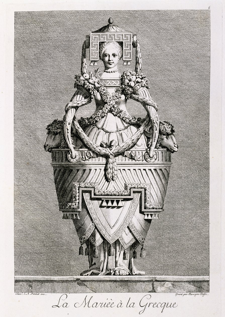 Bruden i gresk stil, fra "Mascarade a la Grecque" av Ennemond Alexandre (after) Petitot