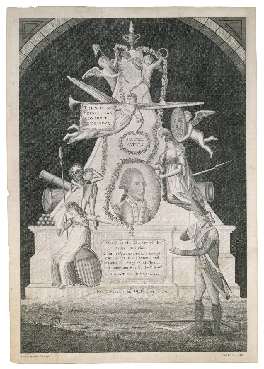 Pater Patriae, ca. 1800 (stipp- og linjegravering med etsning på vevd papir) av Enoch G. Gridley